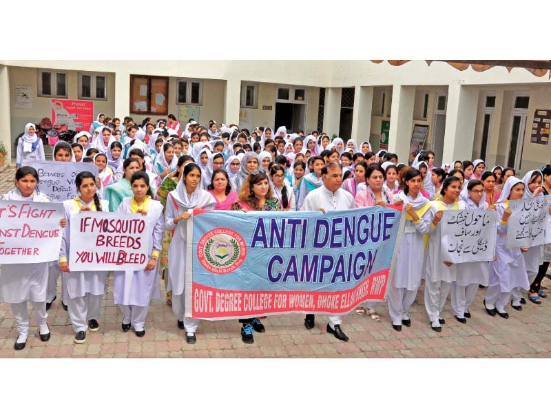 students take part in dengue awareness walk in rawalpindi photo express