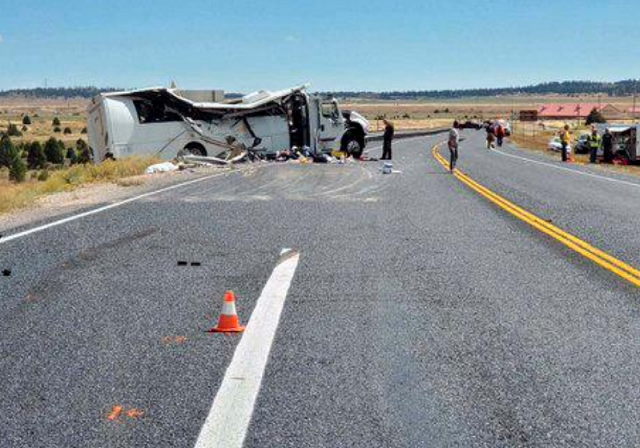 a view shows a bus carrying chinese speaking tourists after it crashed off a road near bryce canyon national park in utah photo reuters