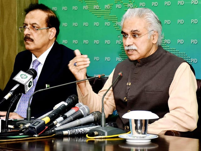 sapm dr zafar mirza addresses a news conference in islamabad on sunday photo nni