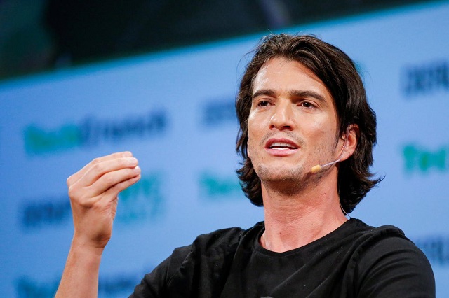 adam neumann ceo of wework speaks to guests during the techcrunch disrupt event in manhattan in new york city ny us may 15 2017 photo reuters