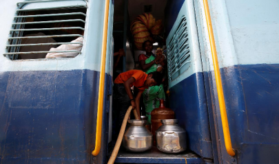 the indian children who need to take a train to get to water the indian children who need to take a train to get to water