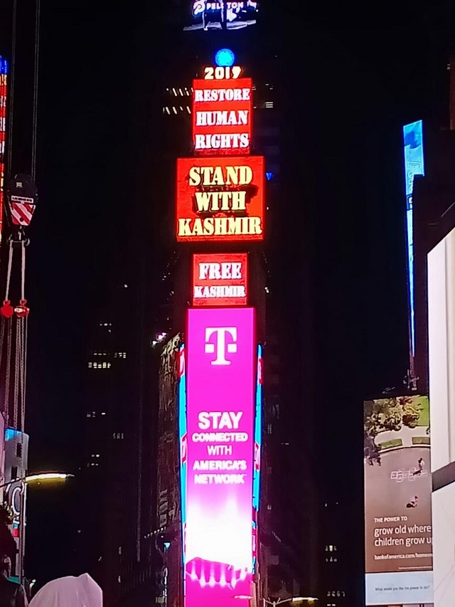 billboards in times square highlight kashmir issue