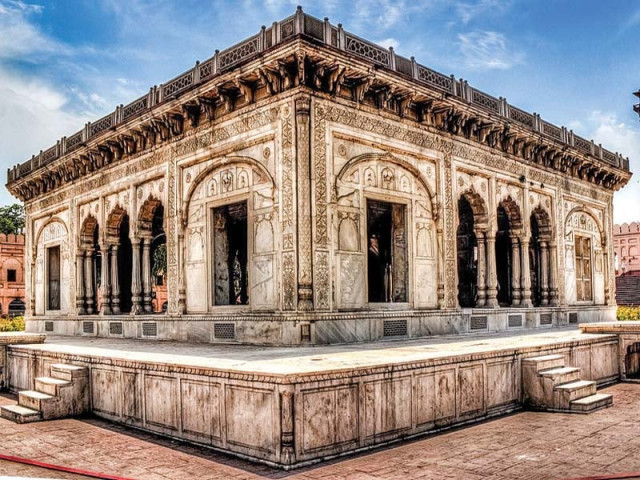 the marble facade of the baradari is showing signs of damage photo file the marble facade of the baradari is showing signs of damage photo file