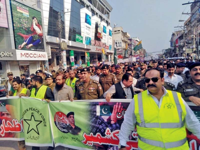 police officials hold a rally to protest human rights violations in kashmir photo express police officials hold a rally to protest human rights violations in kashmir photo express
