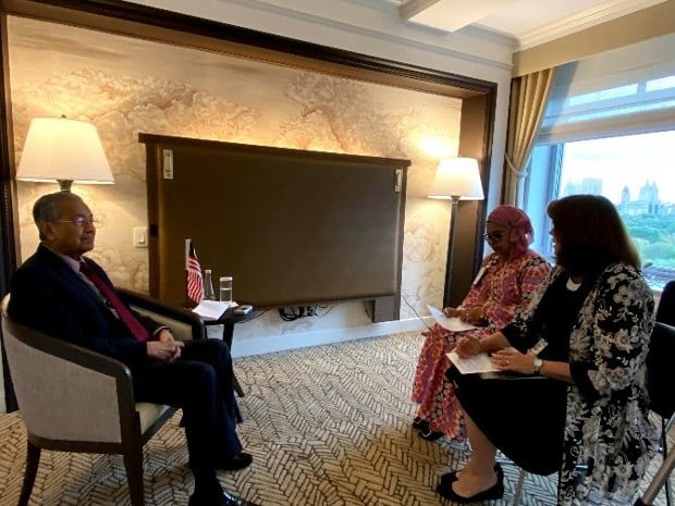 malaysian prime minister mahathir mohamad during an interview at the ritz carlton hotel in new york photo pm office