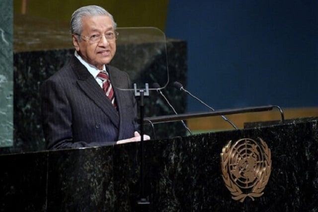 malaysian prime minister tun dr mahathir mohamad speaking at the 74th general assembly at the united nations headquarters photo malaysian pm 039 s office