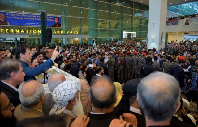 prime minister imran khan addresses supporters at islamabad airport prime minister imran khan addresses supporters at islamabad airport