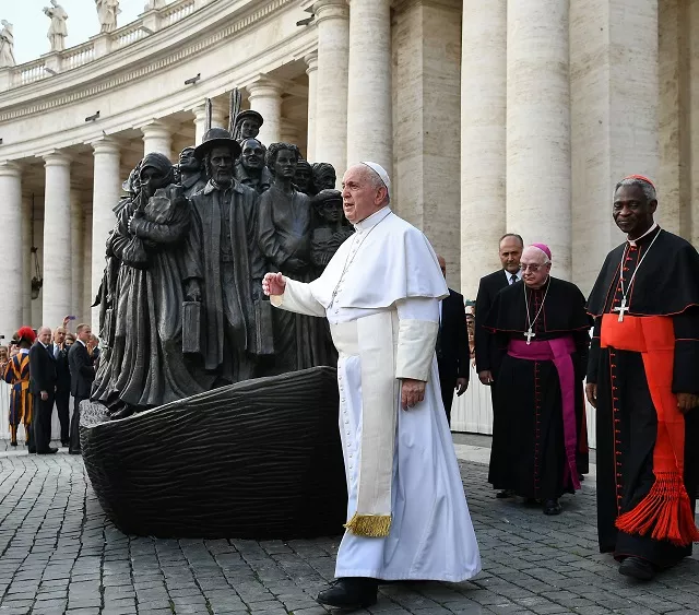 pope francis attends the unveiling of a sculpture depicting a group of migrants of various cultures and from different historic times following a mass for world day of migrants and refugees at st peter 039 s square at the vatican september 29 2019 photo reuters pope francis attends the unveiling of a sculpture depicting a group of migrants of various cultures and from different historic times following a mass for world day of migrants and refugees at st peter 039 s square at the vatican september 29 2019 photo reuters