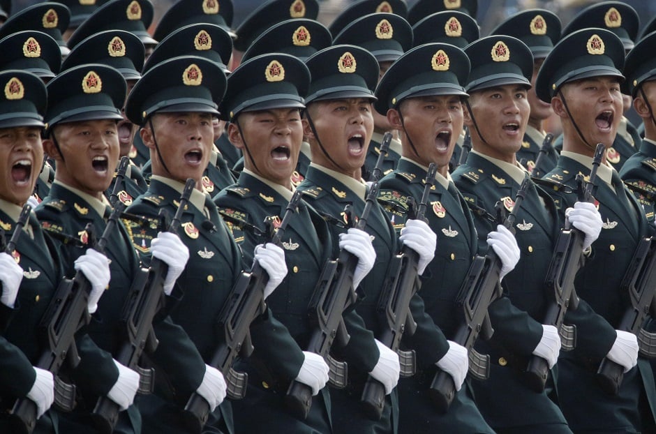 soldiers of the people 039 s liberation army pla march in formation past tiananmen square during the military parade photo reuters