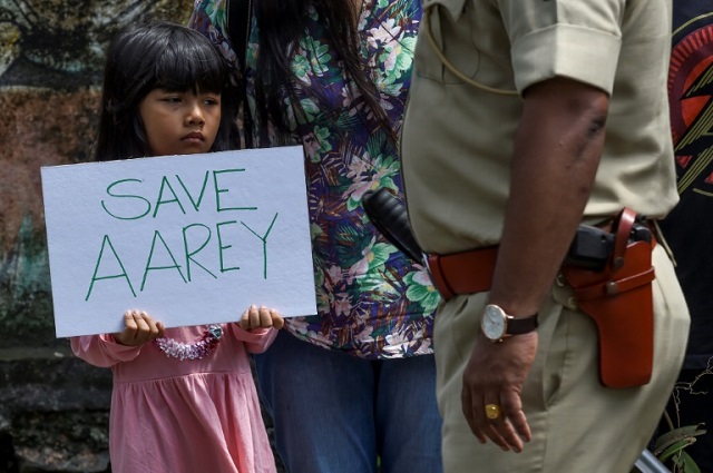 some 2 700 trees were being cut down in mumbai to make way for a depot for subway carriages in the city photo afp