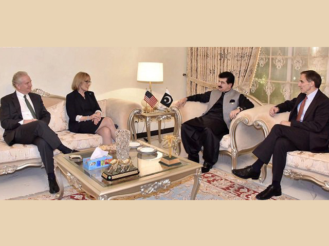 chairman senate muhammad sadiq sanjrani exchanging views with senator christopher j van hollen and senator margaret c hasaan of the us senate photo nni