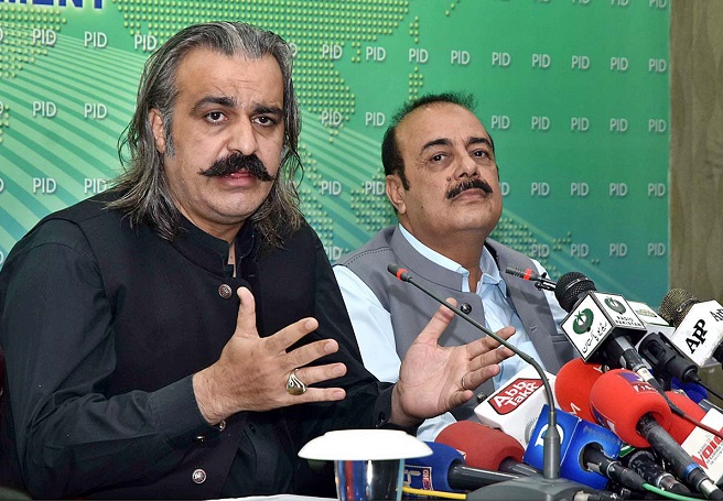 kashmir affairs minister ali amin gandapur l addresses media in islamabad photo pid