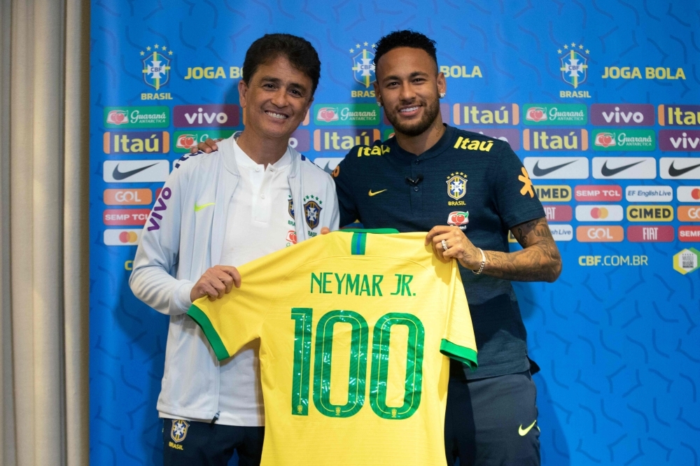 brazilian has scored 61 goals in 99 games for the selecao making him the third highest scorer of his national team photo afp