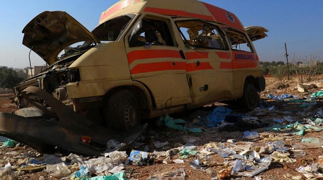 a damaged ambulance is pictured after an airstrike on the town of atareb in the countryside west of aleppo photo reuters file a damaged ambulance is pictured after an airstrike on the town of atareb in the countryside west of aleppo photo reuters file
