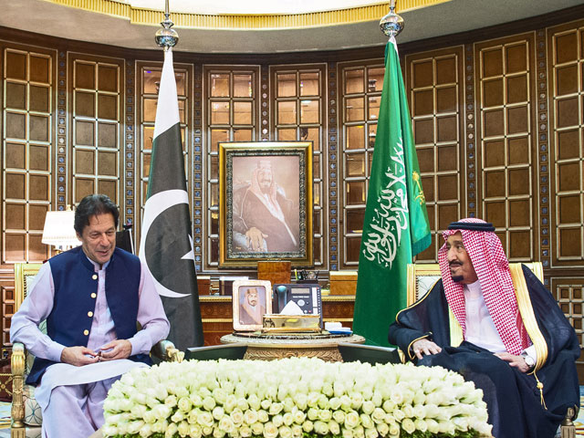 pm held meetings with saudi king and crown prince salman in riyadh reiterates willingness to work for ksa iran peace photo afp