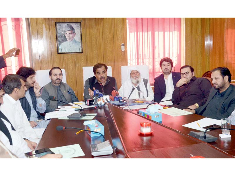 president chamber of commerce and industry ghulam farooq khilji addresses a press conference in quetta photo online