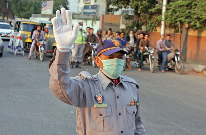 a file photo of a sindh traffic police official photo express