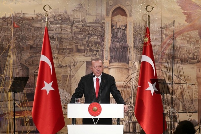 turkish president tayyip erdogan talks media members in istanbul turkey october 18 2019 photo reuters