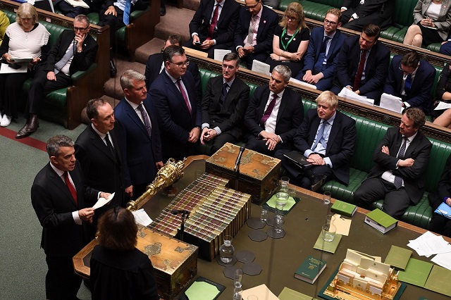 britain 039 s prime minister boris johnson sits as results of the vote are announced during debate in the house of commons in london britain september 4 2019 photo uk parliament reuters