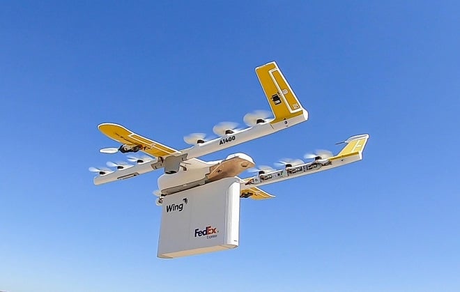 handout image shows a first of its kind drone delivery photo afp