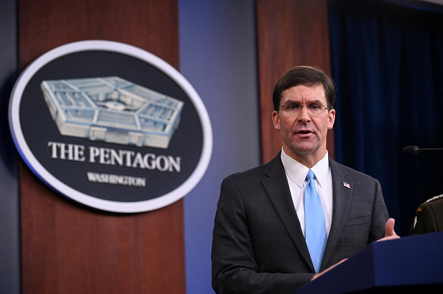 us defense secretary mark esper addresses reporters during a media briefing at the pentagon in arlington virginia us october 11 2019 photo reuters