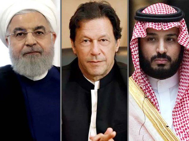 iranian president hassan rouhani left prime minister imran khan and saudi crown prince mohammed bin salman photo file