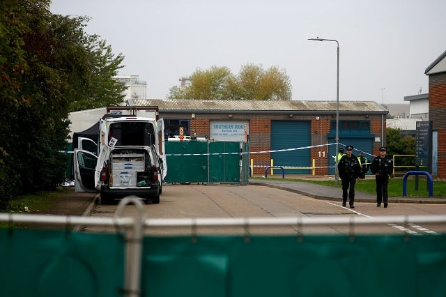 police officers are seen at the scene where bodies were discovered in a lorry container in grays essex britain october 23 2019 reuters photo reuters police officers are seen at the scene where bodies were discovered in a lorry container in grays essex britain october 23 2019 reuters photo reuters