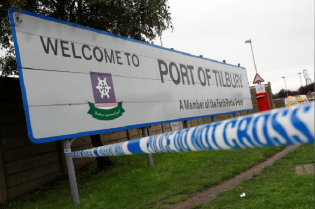 police tape is seen at the entrance to the port of tilbury photo reuters