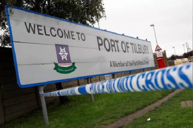 police tape is seen at the entrance to the port of tilbury photo reuters police tape is seen at the entrance to the port of tilbury photo reuters