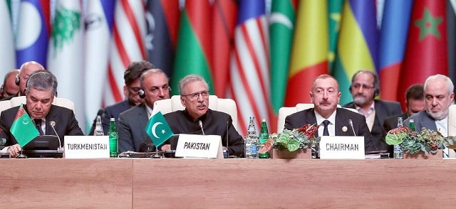 president dr arif alvi addresses the 18th non aligned movement summit in baku photo inp president dr arif alvi addresses the 18th non aligned movement summit in baku photo inp