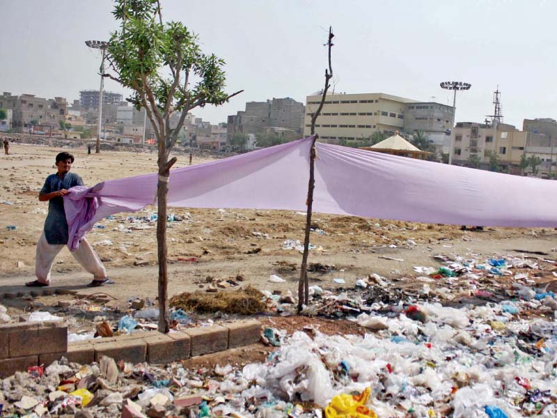 garbage piles persist to line the streets and grounds of karachi and block drains in various localities despite the completion of clean my karachi campaign the cleanliness drive was launched by the sindh cm last month with the objective to leave the metropolis spotless photos online ppi