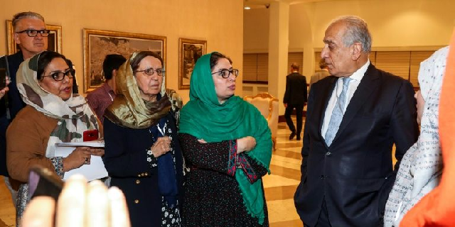 us envoy zalmay khalilzad right met afghan representatives in doha during intra afghan talks in july 2019 photo afp