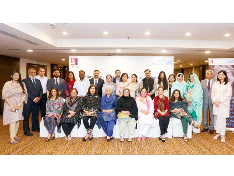 inter provincial ministerial group for empowerment of women poses for a group photo after their 14th meeting in the federal capital photo express