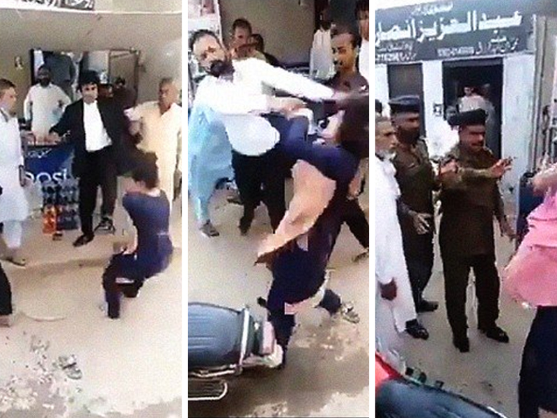 shakargarh lawyers thrash woman outside local court
