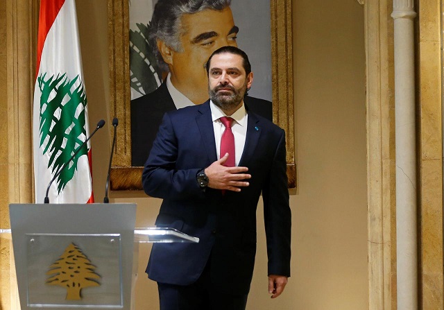 lebanon 039 s prime minister saad al hariri gestures as he leaves after delivering his address in beirut lebanon photo reuters file