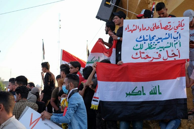 demonstrations broke out in baghdad on october 1 in outrage at unemployment poor public services and corruption quickly spreading to the south photo afp