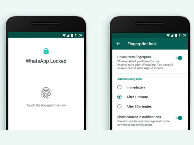 following the addition of the biometric security feature to the ios version earlier this year photo whatsapp