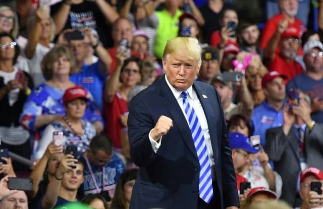 us president donald trump salutes supporters in coal mining west virginia in august 2018 photo afp