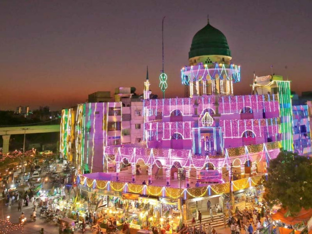 kinzul iman mosque in karachi is illuminated by decorative lights as part of eid miladun nabi celebrations the city celebrates the birthday of prophet muhammad pbuh with religious zeal and various congregations and rallies are being held to honour the prophet pbuh photo inp kinzul iman mosque in karachi is illuminated by decorative lights as part of eid miladun nabi celebrations the city celebrates the birthday of prophet muhammad pbuh with religious zeal and various congregations and rallies are being held to honour the prophet pbuh photo inp