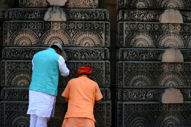 some stone slabs earmarked for the construction of the temple have been set aside for years photo afp some stone slabs earmarked for the construction of the temple have been set aside for years photo afp