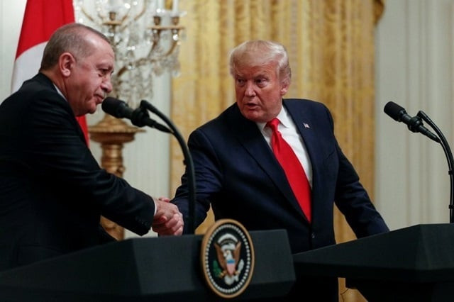 us president donald trump and turkish president tayyip erdogan shake hands during a joint news conference at the white house in washington november 13 2019 photo reuters us president donald trump and turkish president tayyip erdogan shake hands during a joint news conference at the white house in washington november 13 2019 photo reuters