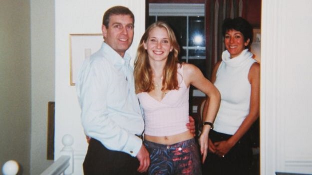prince andrew pictured with his accuser virgina guiffre in ghislaine maxwell 039 s london home in 2001 photo bbc virgina roberts