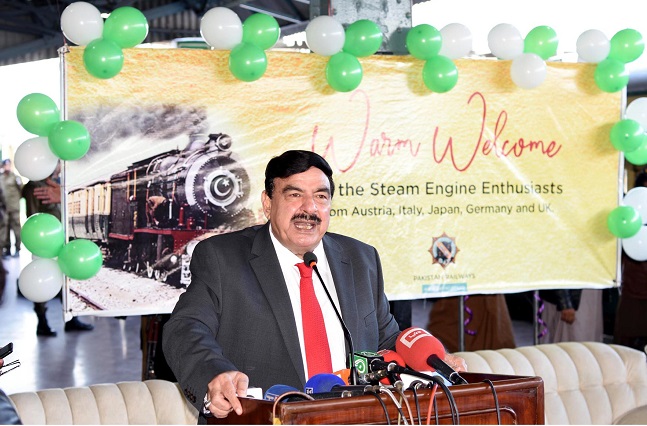 railways minister sheikh rashid addresses the ceremony in rawalpindi photo online