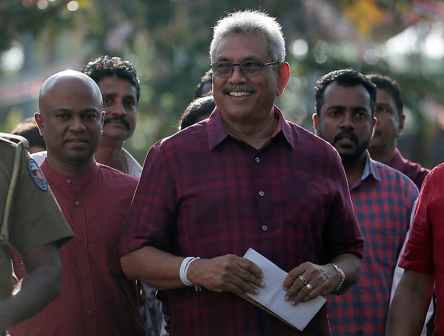 sri lanka people 039 s front party presidential election candidate and former wartime defence chief gotabaya rajapaksa leaves after casting his vote during the presidential election in colombo sri lanka november 16 2019 photo reuters