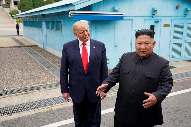 us president donald trump meets with north korean leader kim jong un at the demilitarised zone separating the two koreas in panmunjom south korea june 30 2019 photo reuters