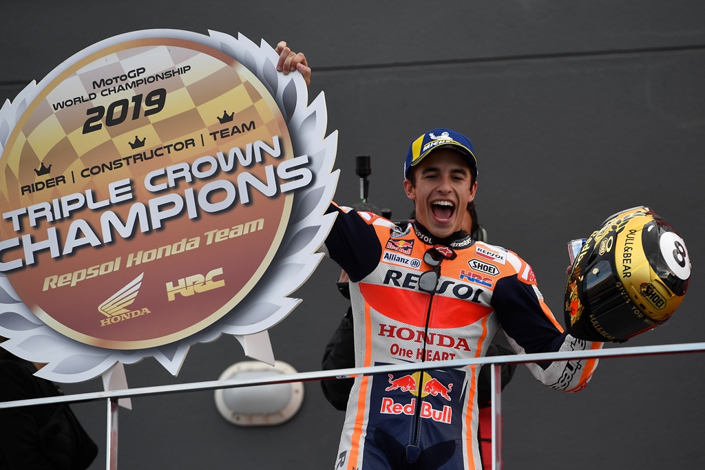 close call marquez who secured his sixth premier category title last month finished over a second clear of pole sitter quartararo photo afp