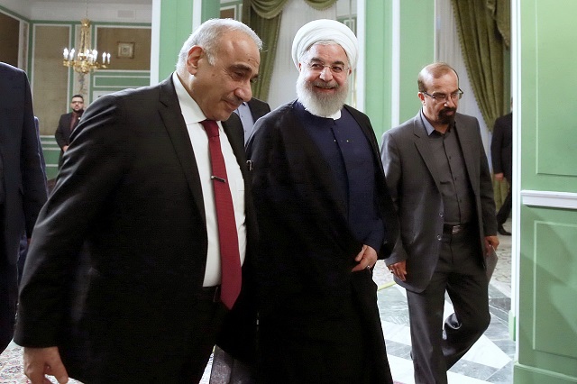 iraqi prime minister adil abdul mahdi left meets iranian president hassan rouhani during a visit to tehran iran on july 22 2019 photo anadolu agency