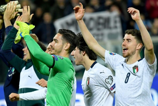italians won 10 matches from 10 by hammering armenia 9 1 in palermo with seven different scorers photo afp italians won 10 matches from 10 by hammering armenia 9 1 in palermo with seven different scorers photo afp