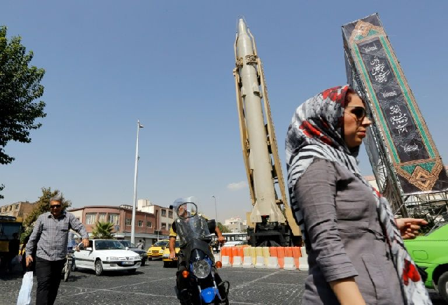 a shahab 3 surface to surface missile is on display in a tehran street exhibition by iran 039 s revolutionary guards in september 2019 marking the anniversary of the iran iraq war photo afp