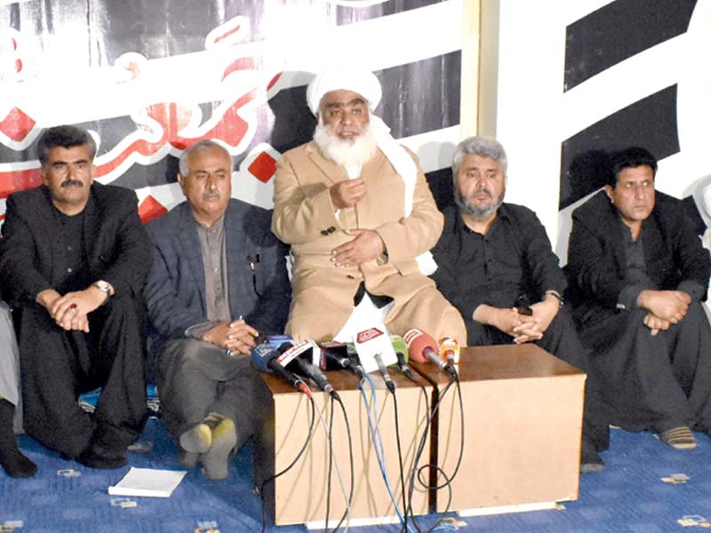 jui f leader maulana wasay and others address a press conference in quetta photo express